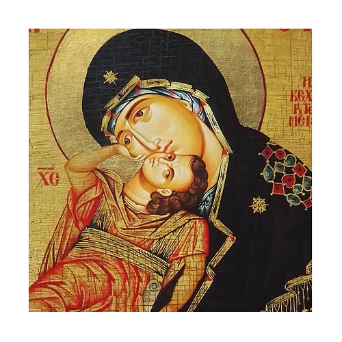 Russische Ikone, Malerei und Découpage, Muttergottes Eleusa, 18x14 cm 2