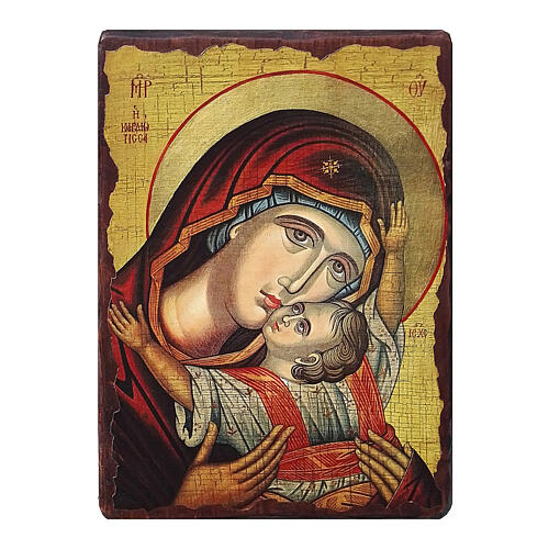 Russische Ikone, Malerei und Découpage, Muttergottes von Kardiotissa, 18x14 cm 1