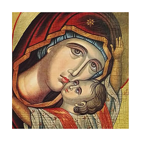 Icone stampa legno e pietra: Icona russa dipinta découpage Madonna Kardiotissa 18x14 cm
