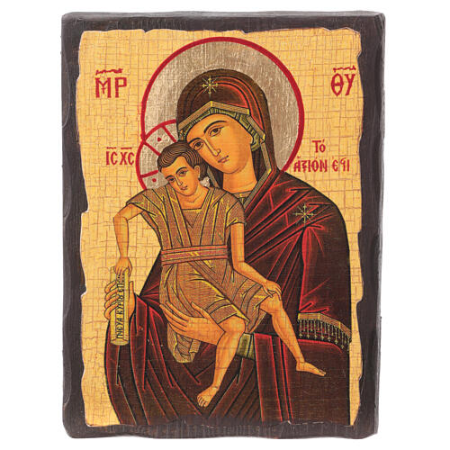 Russian icon painted decoupage, Madonna and Child 18x14 cm 1