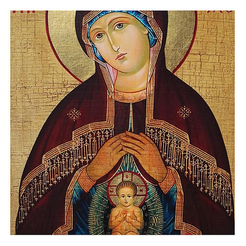 Russian icon Mary Helper in Childbirth, painted and decoupaged 18x14 cm 2