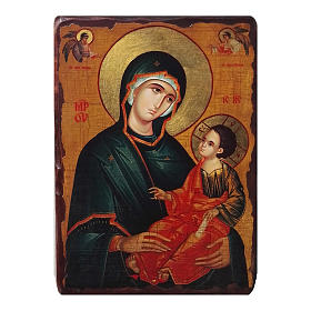 Icone stampa legno e pietra: Icona russa dipinta découpage Madonna Grigorousa 24x18 cm