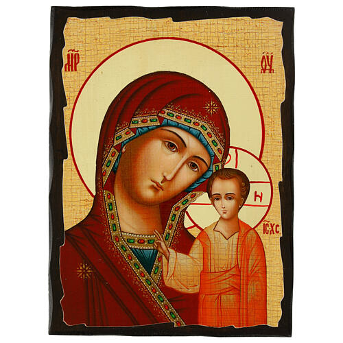 Russian icon Our Lady of Kazan, painted and decoupaged 23x17 cm 1