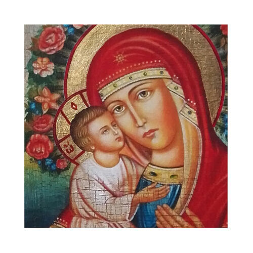 Russian icon painted decoupage, Madonna Zhirovitskaya 24x18 cm 2