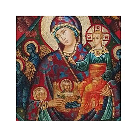 Ícones Impressos em Madeira e Pedra: Ícone russo pintado com decoupáge Mãe de Deus da Sarça-ardente 24x18 cm