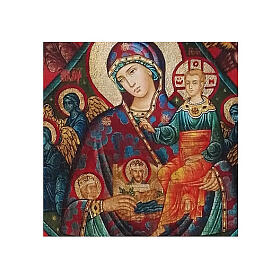 Ícone russo pintado com decoupáge Mãe de Deus da Sarça-ardente 24x18 cm