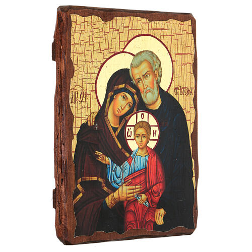 Russian icon Holy Family, painted and decoupaged 23x17 cm 3