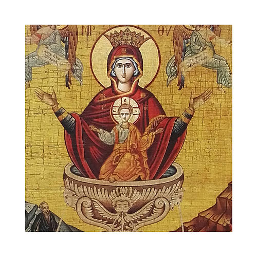 Ícone Rússia pintado com decoupáge Mãe de Deus Manancial da Vida 24x18 cm 2