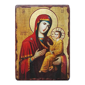 Icono ruso pintado decoupage Virgen Tikhvinskaya 24x18 cm