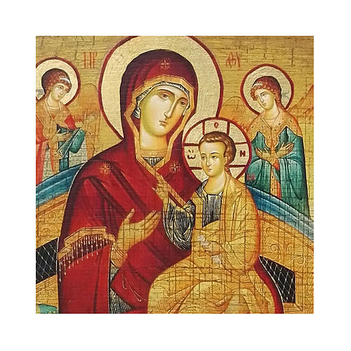 Icono ruso pintado decoupage Madre de Dios Pantanassa 24x18 cm 2