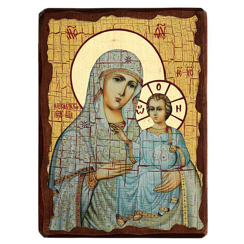 Russische Ikone, Malerei und Découpage, Muttergottes von Jerusalem, 24x18 cm 1