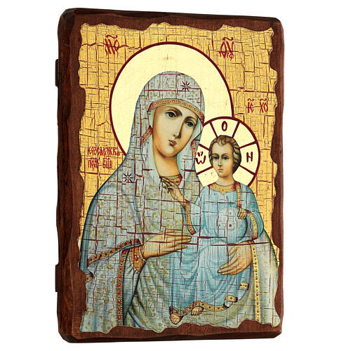 Russische Ikone, Malerei und Découpage, Muttergottes von Jerusalem, 24x18 cm 3