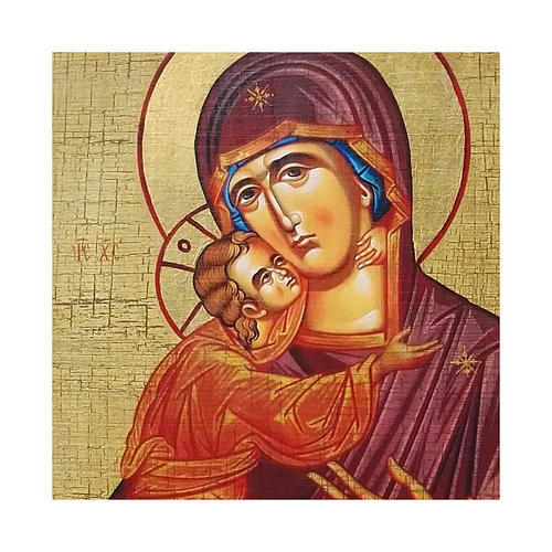 Russische Ikone, Malerei und Découpage, Gottesmutter von Wladimir, 24x18 cm 2