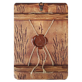 Icona russa dipinta découpage Madonna dalle tre mani 24x18 cm