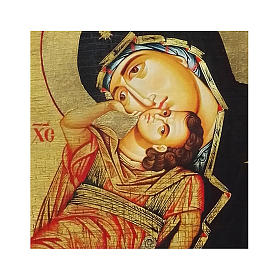 Icone stampa legno e pietra: Icona russa dipinta découpage Madonna Eleousa 24x18 cm