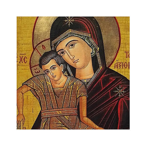 Russische Ikone, Malerei und Découpage, Muttergottes wahrhaft würdig, 24x18 cm 2