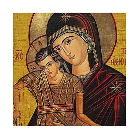 Icone stampa legno e pietra: Icona Russia dipinta découpage Madonna Veramente Degna 24x18 cm