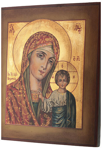 Icône Vierge de Kazan style russe peinte bois tilleul 34x28 cm 2