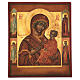 Icona Madonna di Tychvin dipinta legno tiglio 34x28 cm stile Russia antico s1