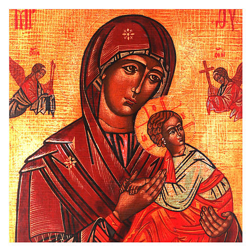 Ikone, Gnadenbild Unserer Lieben Frau von der immerwährenden Hilfe, alter russischer Stil, handgemalt, 34x28 cm 2