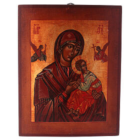 Icono Virgen del Perpetuo Socorro estilo ruso pintado 34x28 cm