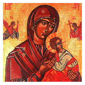 Icono Virgen del Perpetuo Socorro estilo ruso pintado 34x28 cm