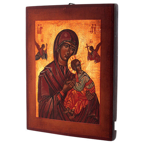 Icono Virgen del Perpetuo Socorro estilo ruso pintado 34x28 cm 3