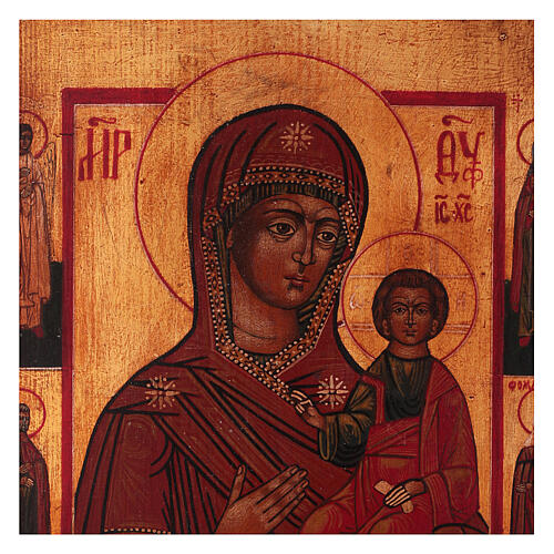 Icono Virgen de Smolensk pintado 24x20 cm estilo ruso envejecido 2