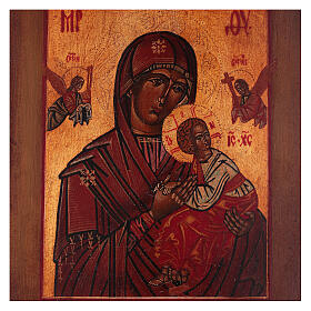 Ícone estilo russo antigo Nossa Senhora do Perpétuo Socorro madeira tília pintada 18x14 cm