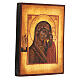 Icône Vierge de Kazan bois peint tilleul 18x14 cm style russe vieillie s3