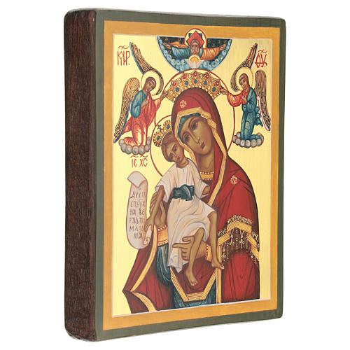 Ícone russo pintado Mãe de Deus digna 14x10 cm 3