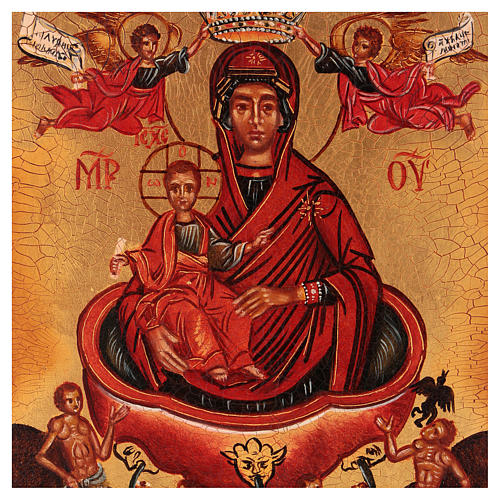 Russische Ikone, Gottesmutter lebensspendender Quell, gemalt, 14x10 cm 2