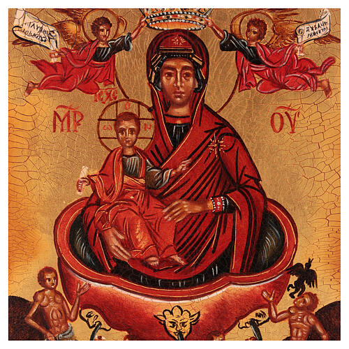 Ícone russo pintado Teótoco Manancial da Vida 14x10 cm 2