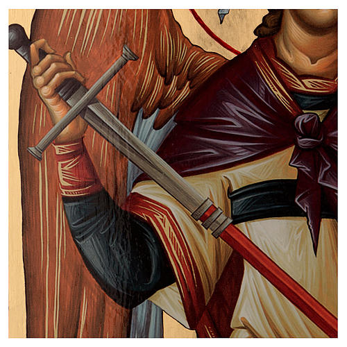 Siebdruck-Ikone, Erzengel Michael, Bogenform, 120x50 cm, Russland 3