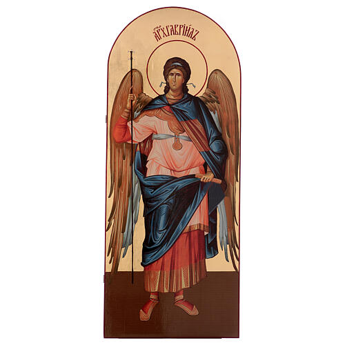 Icono serigrafado Arcángel Gabriel arco 120x50 cm Rusia 1
