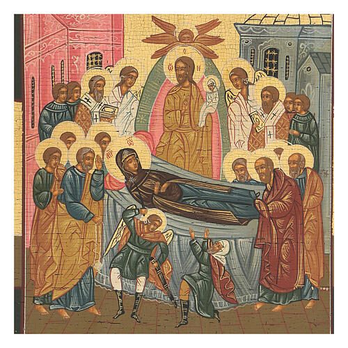 Ícone russo pintado à mão Dormição de Maria XX século 31x26 cm 2
