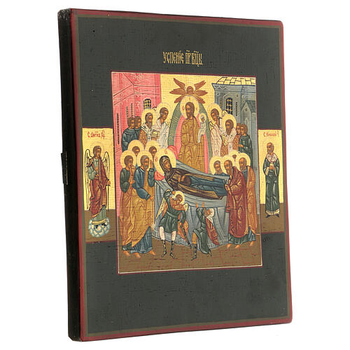 Painted Russian icon Dormition 20th century 30x25 cm 4