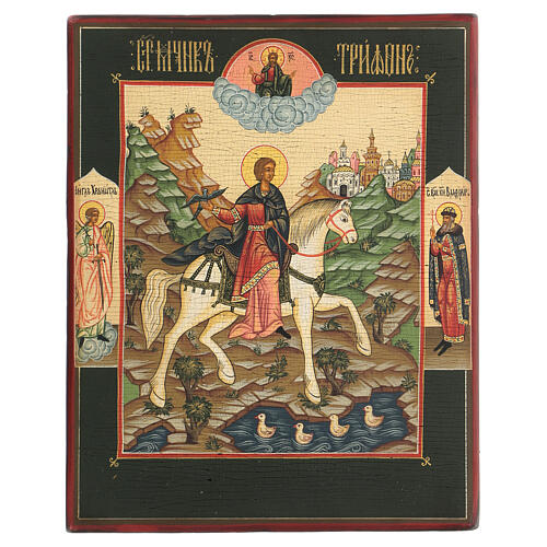 Icône Saint Tryphon Russie tsariste XX siècle 32x25 cm 1