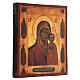 Icona Madonna di Kazan 4 santi antichizzata 25x20 cm dipinta stile russo  s3