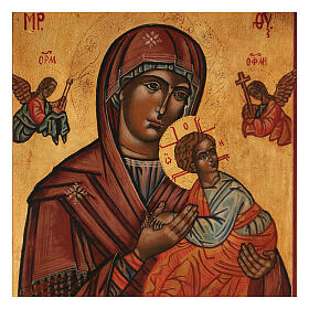 Ícone Nossa Senhora do Perpétuo Socorro pintada estilo russo efeito antigo, Polónia, 23x20 cm