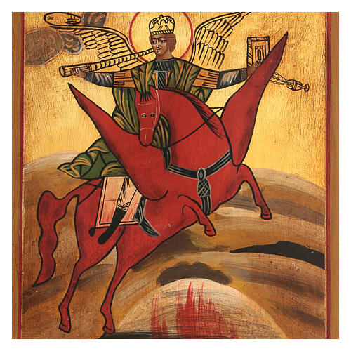 Icona San Michele dipinta stile russo antichizzata 25x20 cm  2