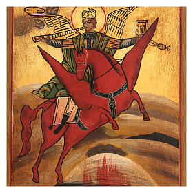 Ícone São Miguel pintado pintada estilo russo efeito antigo, Polónia, 22,5x20,5 cm