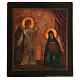 Ícone Anunciação da Virgem Maria pintado estilo russo efeito antigo, Polónia, 24x21,5 cm s1