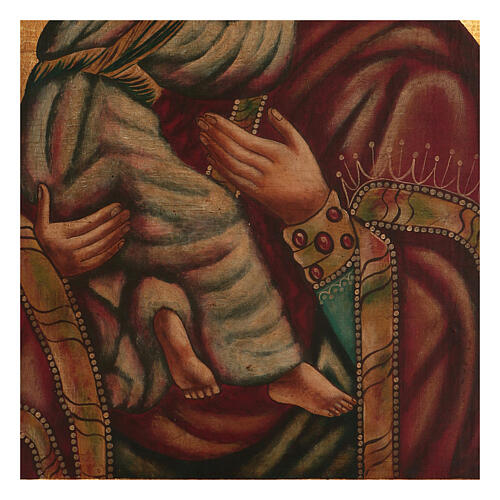 Icono Virgen de Vladimir 65x55 cm estilo ruso pintado envejecido 3