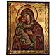 Icona Madonna di Vladimir 65x55 cm stile russo dipinta antichizzata s1