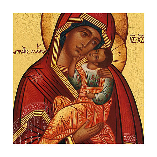 Icône peinte russe Mère de Dieu Éléousa feuille d'or 14x10 cm 2