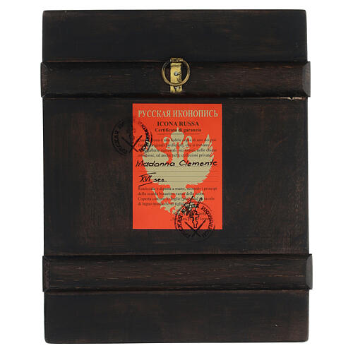 Ikone „Gottesmutter Clemente“ – antikisiert, handgemalt, Russland, 21 × 17 cm 4