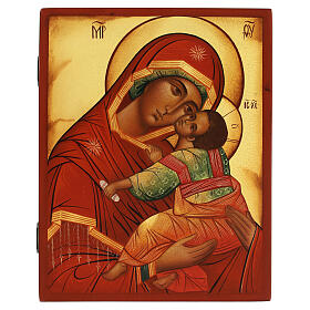 Russian icon of the Merciful Mother of God, painted with antique finish, 21x17 cm