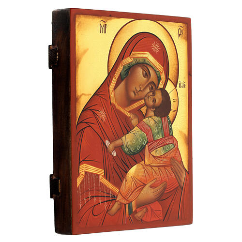 Ícone russo Nossa Senhora Virgem Clemente efeito antigo pintado 21x18 cm 3