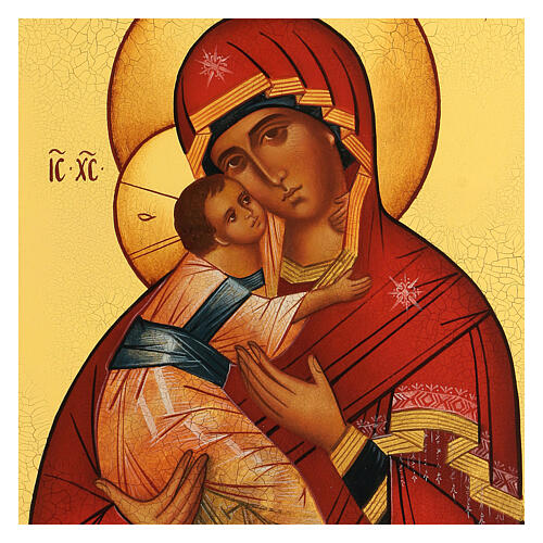Icona russa dipinta Madonna di Vladimir 21x18 cm 2